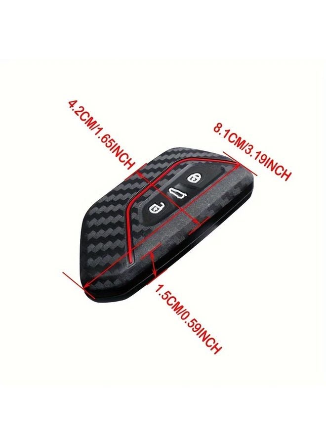 غطاء مفتاح السيليكون من ألياف الكربون الأسود لـ Skoda Octavia A8 MK8 MK4 Seat Leon FR MK4 Cupra Formentor VW Golf 8 ID 4 - حافظة واقية متينة - Image 2
